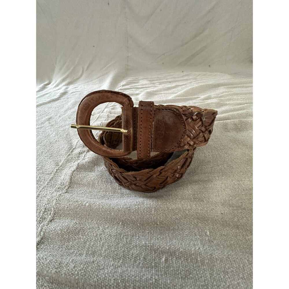 Genuine Leather Women’s Belt Braided Medium 36” Brown Good Condition 1.5 Width